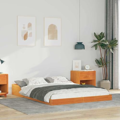 Qnhdfrt Bettgestell 120 x 200 cm Massivholz Kiefer Modernes Plattformbett mit Minimalistischem Design Stabiler Bettrahmen ohne Boxspring für Schlafzimmer und Gästezimmer von Qnhdfrt