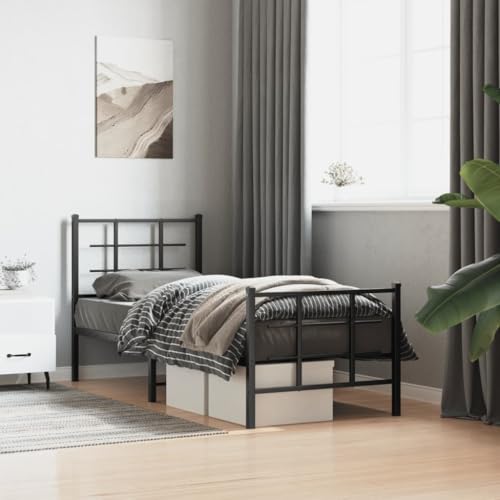 Qnhdfrt Bettgestell 75x190 cm Schwarz aus pulverbeschichtetem Stahl mit Lattenrost und Stauraum Modernes Metallbett für Schlafzimmer und Gästezimmer Qnhdfrt Bettgestell 75x190 cm Schwarz aus pulverbeschichtetem Stahl mit Lattenrost und Stauraum Modernes Metallbett für Schlafzimmer und Gästezimmer von Qnhdfrt