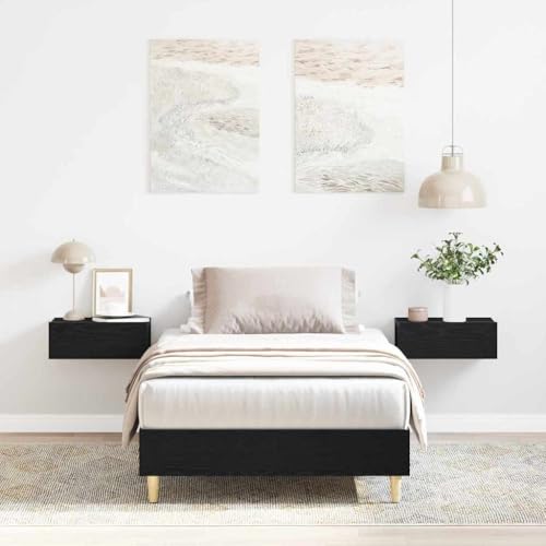 Qnhdfrt Bettgestell 90x200 cm Schwarz Eiche Modernes Einzelbett aus Holzwerkstoff mit Polierter Oberfläche Robuste Konstruktion bis 100 kg Für Schlafzimmer und Gästezimmer Qnhdfrt Bettgestell 90x200 cm Schwarz Eiche Modernes Einzelbett aus Holzwerkstoff mit Polierter Oberfläche Robuste Konstruktion bis 100 kg Für Schlafzimmer und Gästezimmer von Qnhdfrt