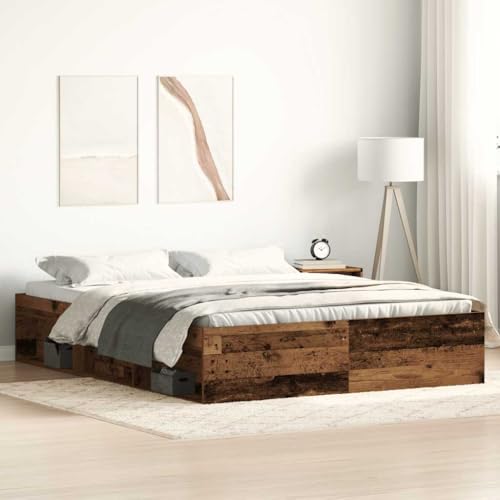 Qnhdfrt Bettgestell Altholz 150x200 cm mit 6 Fächern Stauraum und stabilen Sperrholzlatten für erholsamen Schlaf in jedem Schlafzimmer Qnhdfrt Bettgestell Altholz 150x200 cm mit 6 Fächern Stauraum und stabilen Sperrholzlatten für erholsamen Schlaf in jedem Schlafzimmer von Qnhdfrt