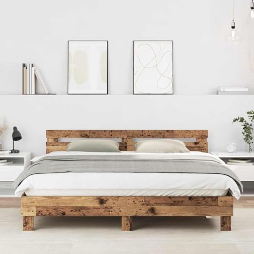 Qnhdfrt Bettgestell Altholz 180 x 200 cm Rustikales Holz Bett aus Wuchsplatte und Spanplatte mit Strukturierter Oberfläche für Schlafzimmer Einzelbett Erwachsene Qnhdfrt Bettgestell Altholz 180 x 200 cm Rustikales Holz Bett aus Wuchsplatte und Spanplatte mit Strukturierter Oberfläche für Schlafzimmer Einzelbett Erwachsene von Qnhdfrt