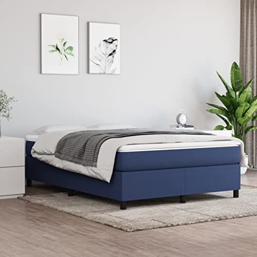 Qnhdfrt Bettgestell Blau 140x200 cm Stoffbett mit Sperrholzlatten Robustes Familienbett und Gästebett für erholsamen Schlaf von Qnhdfrt