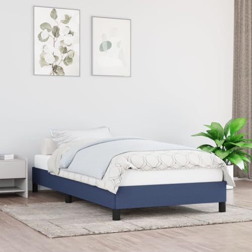 Qnhdfrt Bettgestell Blau 203 x 103 x 25 cm Stoffbett mit Sperrholzlatten und stabilen Stützbeinen für erholsamen Schlaf Gästebett oder Jugendbett von Qnhdfrt