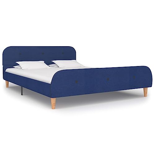 Qnhdfrt Bettgestell Blau Stoff 140x200 cm Modernes Design mit Kopfteil aus Gewebe und Holz Robustes Familienbett für Schlafzimmer Gästebett oder Jugendzimmer Qnhdfrt Bettgestell Blau Stoff 140x200 cm Modernes Design mit Kopfteil aus Gewebe und Holz Robustes Familienbett für Schlafzimmer Gästebett oder Jugendzimmer von Qnhdfrt