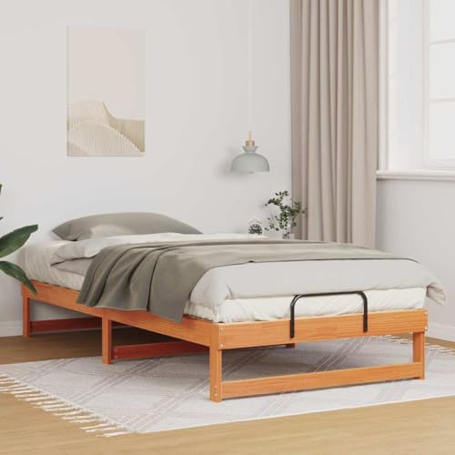 Qnhdfrt Bettgestell Braun 100 x 200 cm Massivholz Kiefer Plattformbett mit Tragegriffen Minimalistisches Design für Schlafzimmer und Gästezimmer Qnhdfrt Bettgestell Braun 100 x 200 cm Massivholz Kiefer Plattformbett mit Tragegriffen Minimalistisches Design für Schlafzimmer und Gästezimmer von Qnhdfrt