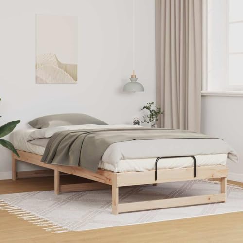 Qnhdfrt Bettgestell Braun 100 x 200 cm Massivholz Kiefer Plattformbett mit Tragegriffen Minimalistisches Design für Schlafzimmer und Gästezimmer Qnhdfrt Bettgestell Braun 100 x 200 cm Massivholz Kiefer Plattformbett mit Tragegriffen Minimalistisches Design für Schlafzimmer und Gästezimmer von Qnhdfrt