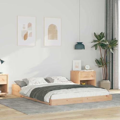 Qnhdfrt Bettgestell Braun 120 x 200 cm Massivholz Kiefer Modernes Plattformbett mit Stabiler Konstruktion Einfache Montage für Schlafzimmer und Gästezimmer von Qnhdfrt