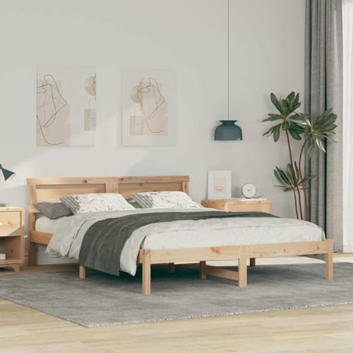 Qnhdfrt Bettgestell Braun 140 x 200 cm Kiefernholz mit LED-Beleuchtung Modernes Plattformbett für Schlafzimmer mit Stabiler Bauweise und Einfacher Montage Qnhdfrt Bettgestell Braun 140 x 200 cm Kiefernholz mit LED-Beleuchtung Modernes Plattformbett für Schlafzimmer mit Stabiler Bauweise und Einfacher Montage von Qnhdfrt