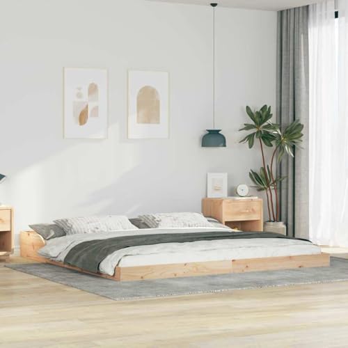 Qnhdfrt Bettgestell Braun 180 x 200 cm Massivholz Kiefer Modernes Plattformbett mit Elegantem Design und Stabiler Konstruktion für Schlafzimmer und Gästezimmer von Qnhdfrt