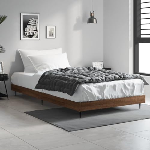 Qnhdfrt Bettgestell Braun Eiche 100x200 cm mit Metallbeinen und Sperrholzlatten Robustes Holzwerkstoff Design für Erholsamen Schlaf Gästebett oder Jugendbett Qnhdfrt Bettgestell Braun Eiche 100x200 cm mit Metallbeinen und Sperrholzlatten Robustes Holzwerkstoff Design für Erholsamen Schlaf Gästebett oder Jugendbett von Qnhdfrt