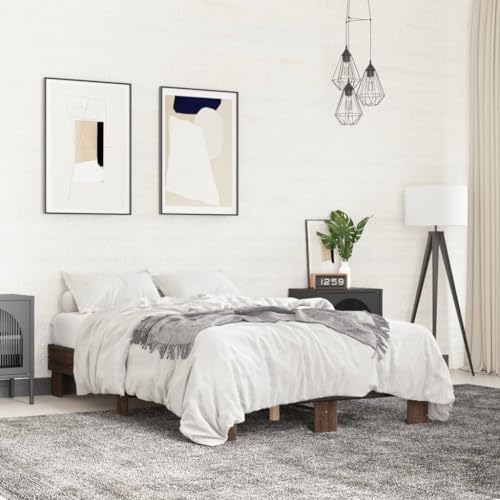 Qnhdfrt Bettgestell Braun Eichen-Optik 120x200 cm Holzwerkstoff Metall mit Sperrholzlatten Robustes & Langlebiges Bett für Schlafzimmer Gästebett oder Jugendzimmer Qnhdfrt Bettgestell Braun Eichen-Optik 120x200 cm Holzwerkstoff Metall mit Sperrholzlatten Robustes & Langlebiges Bett für Schlafzimmer Gästebett oder Jugendzimmer von Qnhdfrt