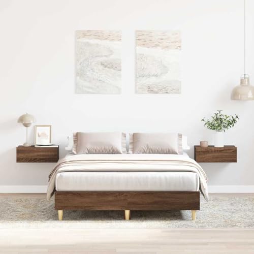 Qnhdfrt Bettgestell Braun Eichen-Optik 120x200 cm mit Lattenrost aus Holzwerkstoff und Massivholz für erholsamen Schlaf Robustes Gästebett oder Familienbett Qnhdfrt Bettgestell Braun Eichen-Optik 120x200 cm mit Lattenrost aus Holzwerkstoff und Massivholz für erholsamen Schlaf Robustes Gästebett oder Familienbett von Qnhdfrt