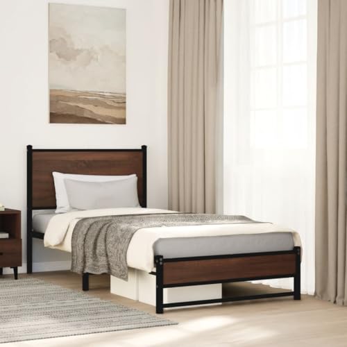 Qnhdfrt Bettgestell Braun Eichen-Optik 75x190 cm Stabiles Metallbett mit Lattenrost und Stauraum Elegantes Design für Schlafzimmer Gästebett und Heimbett Qnhdfrt Bettgestell Braun Eichen-Optik 75x190 cm Stabiles Metallbett mit Lattenrost und Stauraum Elegantes Design für Schlafzimmer Gästebett und Heimbett von Qnhdfrt