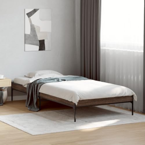 Qnhdfrt Bettgestell Braun Eichen-Optik 90x200 cm aus Holzwerkstoff & Metall mit Sperrholzlatten Robustes & Langlebiges Bett für Schlafzimmer Gästebett oder Jugendbett Qnhdfrt Bettgestell Braun Eichen-Optik 90x200 cm aus Holzwerkstoff & Metall mit Sperrholzlatten Robustes & Langlebiges Bett für Schlafzimmer Gästebett oder Jugendbett von Qnhdfrt