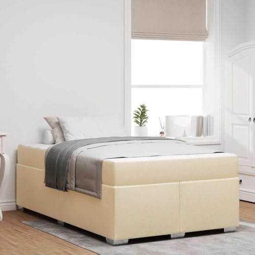 Qnhdfrt Bettgestell Creme 120 x 200 cm Modernes Design mit Hochdichter Schaumstoffmatratze Robuster Holzwerkstoffrahmen für Schlafzimmer Jugendzimmer und Gästebett von Qnhdfrt