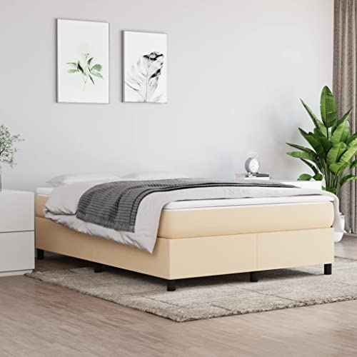 Qnhdfrt Bettgestell Creme 140x190 cm mit atmungsaktivem Polyester Stoff und stabilen Stützbeinen für erholsamen Schlaf in jedem Zimmer von Qnhdfrt