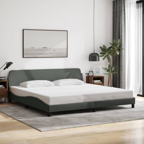 Qnhdfrt Bettgestell Dover 200x200 cm Stoff dunkelgrau mit Kopfteil Wellenform Modernes Design Robust Metall Kiefernholzrahmen Komfortabel Schlafzimmer Doppelbett Qnhdfrt Bettgestell Dover 200x200 cm Stoff dunkelgrau mit Kopfteil Wellenform Modernes Design Robust Metall Kiefernholzrahmen Komfortabel Schlafzimmer Doppelbett von Qnhdfrt