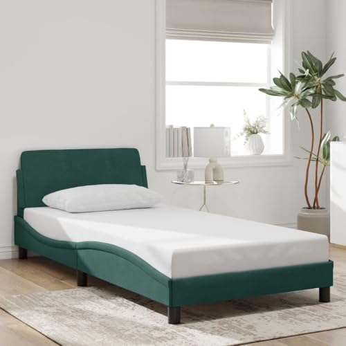 Qnhdfrt Bettgestell Dover Dunkelgrün 100x200 cm Samt mit Kopfteil Modernes Wellendesign für erholsamen Schlaf und stilvolle Einrichtung Qnhdfrt Bettgestell Dover Dunkelgrün 100x200 cm Samt mit Kopfteil Modernes Wellendesign für erholsamen Schlaf und stilvolle Einrichtung von Qnhdfrt