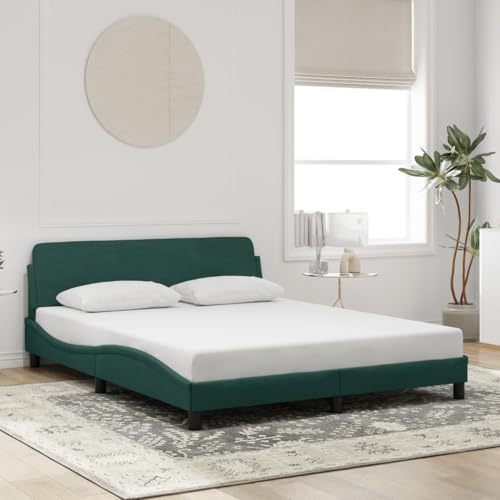 Qnhdfrt Bettgestell Dover Dunkelgrün 160x200 cm Samt mit Kopfteil Modernes Wellendesign für erholsamen Schlaf Stabile Metallbeine und Kiefernholz Rahmen Qnhdfrt Bettgestell Dover Dunkelgrün 160x200 cm Samt mit Kopfteil Modernes Wellendesign für erholsamen Schlaf Stabile Metallbeine und Kiefernholz Rahmen von Qnhdfrt