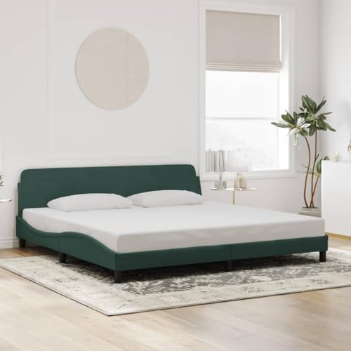 Qnhdfrt Bettgestell Dover Dunkelgrün 200x200 cm Samt mit Kopfteil Modernes Wellendesign für erholsamen Schlaf Stabiler Metallrahmen mit Kiefernholzlatten Qnhdfrt Bettgestell Dover Dunkelgrün 200x200 cm Samt mit Kopfteil Modernes Wellendesign für erholsamen Schlaf Stabiler Metallrahmen mit Kiefernholzlatten von Qnhdfrt