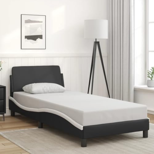 Qnhdfrt Bettgestell Dover Schwarz und Weiß 90x200 cm Kunstleder mit Kopfteil – Modernes Wellendesign für erholsamen Schlaf und stilvolle Einrichtung Qnhdfrt Bettgestell Dover Schwarz und Weiß 90x200 cm Kunstleder mit Kopfteil – Modernes Wellendesign für erholsamen Schlaf und stilvolle Einrichtung von Qnhdfrt