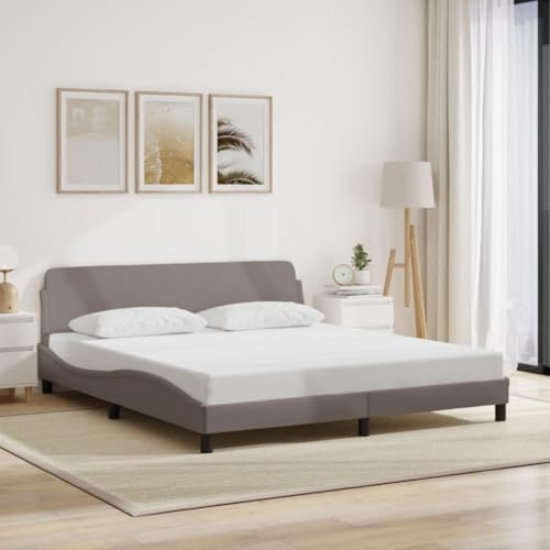 Qnhdfrt Bettgestell Dover Taupe 180x200 cm mit Kopfteil aus strapazierfähigem Polyester Stoff und massivem Kiefernholz Modernes Design für erholsamen Schlaf Qnhdfrt Bettgestell Dover Taupe 180x200 cm mit Kopfteil aus strapazierfähigem Polyester Stoff und massivem Kiefernholz Modernes Design für erholsamen Schlaf von Qnhdfrt