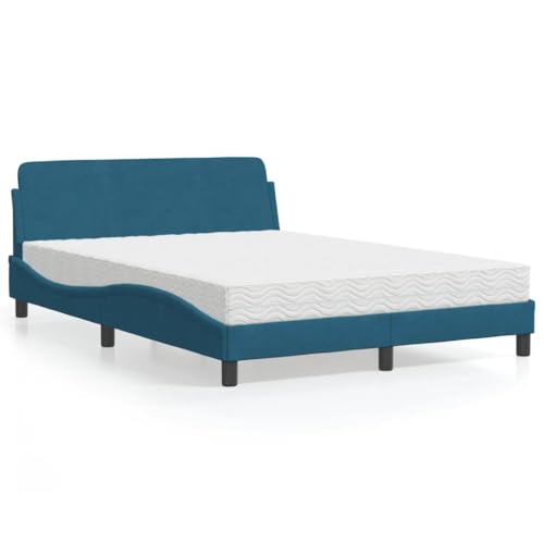 Qnhdfrt Bettgestell Dover mit Matratze 120x200 cm Samt Blau Modernes Wellendesign & H2/H3 Härtegrad für erholsamen Schlaf Qnhdfrt Bettgestell Dover mit Matratze 120x200 cm Samt Blau Modernes Wellendesign & H2/H3 Härtegrad für erholsamen Schlaf von Qnhdfrt