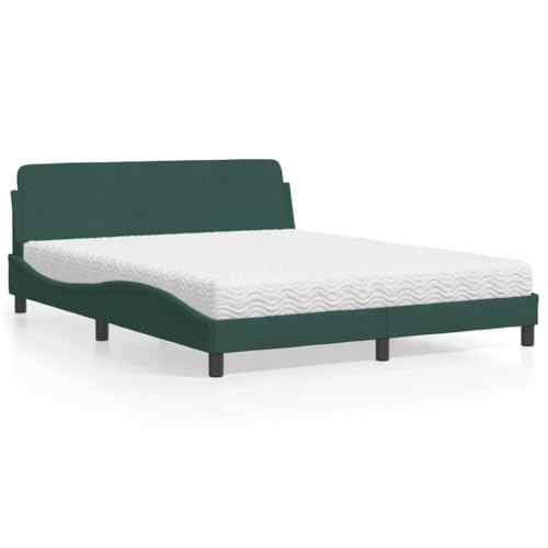 Qnhdfrt Bettgestell Dover mit Matratze 160x200 cm Dunkelgrün Samt Modernes Design mit Wellenform H2 H3 Härtegrad für erholsamen Schlaf Qnhdfrt Bettgestell Dover mit Matratze 160x200 cm Dunkelgrün Samt Modernes Design mit Wellenform H2 H3 Härtegrad für erholsamen Schlaf von Qnhdfrt