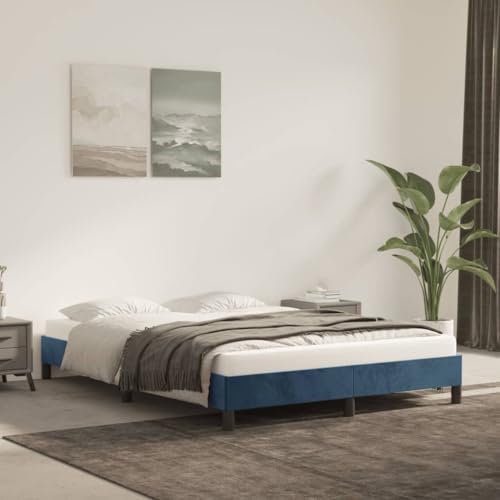 Qnhdfrt Bettgestell Dunkelblau 140x190 cm Samt mit Sperrholzlatten Stabile Beine und Weicher Stoff für Erholsamen Schlaf Gästebett oder Doppelbett Qnhdfrt Bettgestell Dunkelblau 140x190 cm Samt mit Sperrholzlatten Stabile Beine und Weicher Stoff für Erholsamen Schlaf Gästebett oder Doppelbett von Qnhdfrt