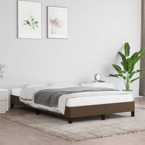 Qnhdfrt Bettgestell Dunkelbraun 120x190 cm mit Stabilem Stoffbezug und Sperrholzlatten für Erholsamen Schlaf Einladendes Design für Schlafzimmer Gästebett oder Jugendbett von Qnhdfrt