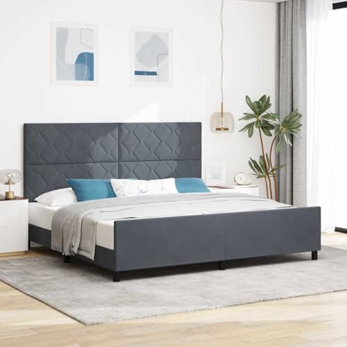 Qnhdfrt Bettgestell Dunkelgrau 200x200 cm Modernes Holz Bett mit Kopfteil und Fußteil Robuste Konstruktion und Elegantes Design für Schlafzimmer Qnhdfrt Bettgestell Dunkelgrau 200x200 cm Modernes Holz Bett mit Kopfteil und Fußteil Robuste Konstruktion und Elegantes Design für Schlafzimmer von Qnhdfrt