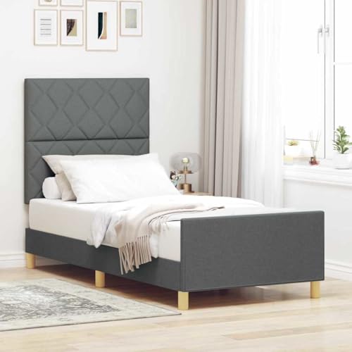Qnhdfrt Bettgestell Dunkelgrau 90x190 cm Umwandelbares Daybed mit Geometrischem Muster aus Holzwerkstoff Modernes Design für Schlafzimmer und Gästezimmer von Qnhdfrt