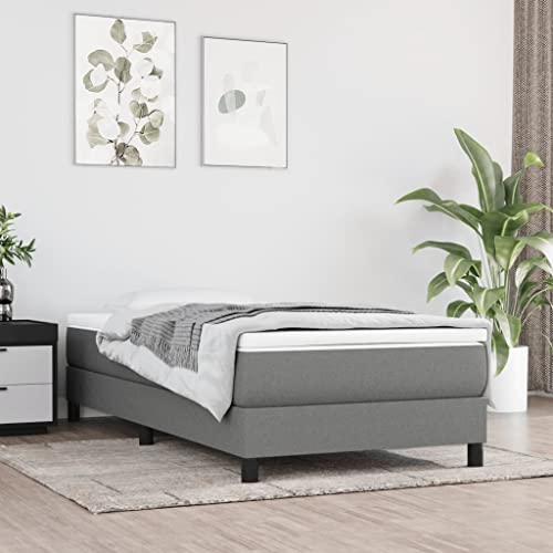 Qnhdfrt Bettgestell Dunkelgrau 90x200 cm mit Stützbeinen und Sperrholzlatten Stoffbezug Atmungsaktiv und Langlebig für Schlafzimmer Gästebett oder Jugendbett Qnhdfrt Bettgestell Dunkelgrau 90x200 cm mit Stützbeinen und Sperrholzlatten Stoffbezug Atmungsaktiv und Langlebig für Schlafzimmer Gästebett oder Jugendbett von Qnhdfrt