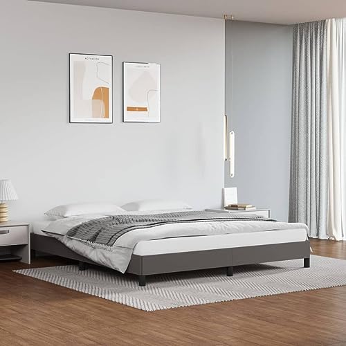 Qnhdfrt Bettgestell Grau 160x200 cm Modernes Kunstleder Bett mit Sperrholzlatten Stabil und Langlebig für Schlafzimmer Gästebett oder Jugendbett Qnhdfrt Bettgestell Grau 160x200 cm Modernes Kunstleder Bett mit Sperrholzlatten Stabil und Langlebig für Schlafzimmer Gästebett oder Jugendbett von Qnhdfrt