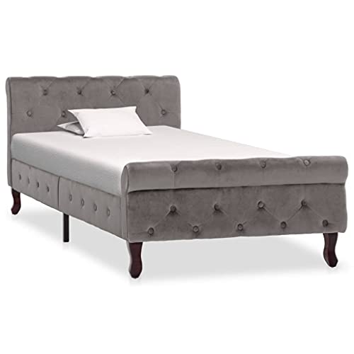 Qnhdfrt Bettgestell Grau Samt 90 x 200 cm Klassisches Polsterbett aus Sperrholz mit Kiefernholzbeinen Elegantes Design & Einfache Montage für Schlafzimmer Qnhdfrt Bettgestell Grau Samt 90 x 200 cm Klassisches Polsterbett aus Sperrholz mit Kiefernholzbeinen Elegantes Design & Einfache Montage für Schlafzimmer von Qnhdfrt