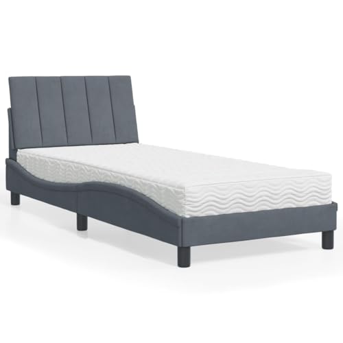 Qnhdfrt Bettgestell Hanko mit Matratze Dunkelgrau 80x200 cm Samt Modernes Design mit Wellenform für optimalen Schlafkomfort Qnhdfrt Bettgestell Hanko mit Matratze Dunkelgrau 80x200 cm Samt Modernes Design mit Wellenform für optimalen Schlafkomfort von Qnhdfrt