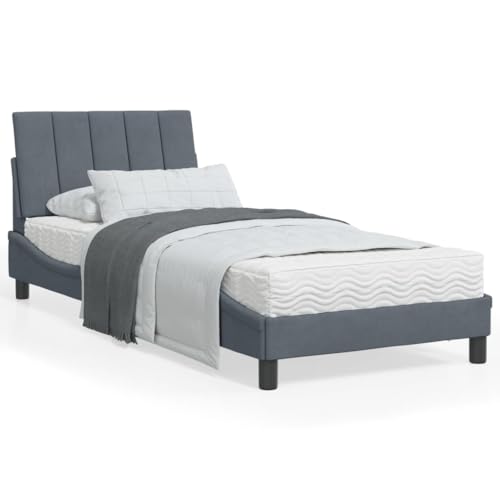 Qnhdfrt Bettgestell Hanko mit Matratze Dunkelgrau 90x200 cm Samt Modernes Wellendesign & H2 H3 Schaumstoffmatratze für erholsamen Schlaf im Schlafzimmer Qnhdfrt Bettgestell Hanko mit Matratze Dunkelgrau 90x200 cm Samt Modernes Wellendesign & H2 H3 Schaumstoffmatratze für erholsamen Schlaf im Schlafzimmer von Qnhdfrt