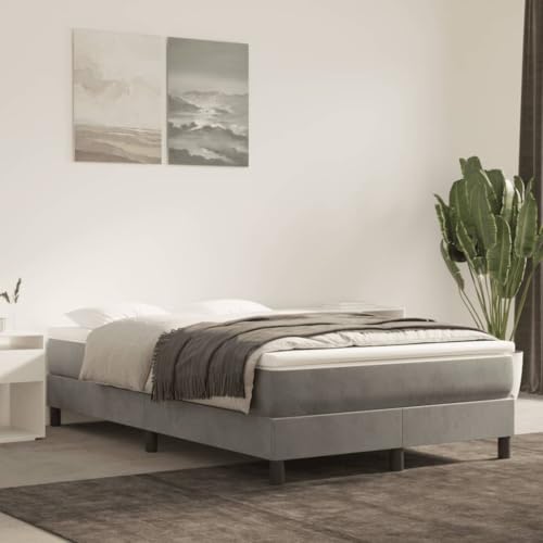Qnhdfrt Bettgestell Hellgrau 120x200 cm Samt Polsterbett mit Stützbeinen und Sperrholzlatten Modernes Design für Schlafzimmer Gästebett oder Jugendzimmer Qnhdfrt Bettgestell Hellgrau 120x200 cm Samt Polsterbett mit Stützbeinen und Sperrholzlatten Modernes Design für Schlafzimmer Gästebett oder Jugendzimmer von Qnhdfrt