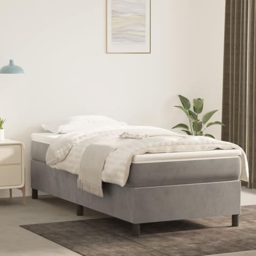 Qnhdfrt Bettgestell Hellgrau Samt 80x200 cm Modernes Bett mit Stützbeinen und Sperrholzlatten Weich & Langlebig für Schlafzimmer Gästebett oder Jugendzimmer Qnhdfrt Bettgestell Hellgrau Samt 80x200 cm Modernes Bett mit Stützbeinen und Sperrholzlatten Weich & Langlebig für Schlafzimmer Gästebett oder Jugendzimmer von Qnhdfrt