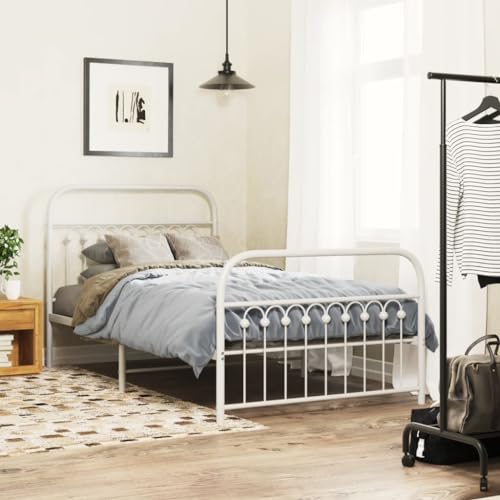 Qnhdfrt Bettgestell Metall Weiß 100x190 cm mit Lattenrost und Stauraum Robustes Stahlbett mit Kopf und Fußteil für Schlafzimmer Gästebett oder Jugendbett Qnhdfrt Bettgestell Metall Weiß 100x190 cm mit Lattenrost und Stauraum Robustes Stahlbett mit Kopf und Fußteil für Schlafzimmer Gästebett oder Jugendbett von Qnhdfrt