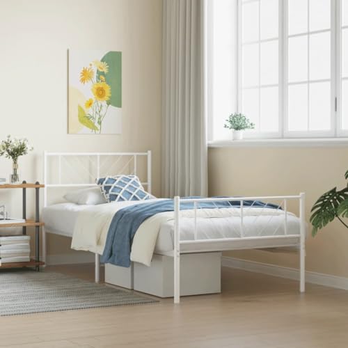 Qnhdfrt Bettgestell Metall Weiß 107x203 cm Robuste Stahlkonstruktion mit Lattenrost und Stauraum Elegantes Design für Schlafzimmer Gästebett oder Jugendzimmer Qnhdfrt Bettgestell Metall Weiß 107x203 cm Robuste Stahlkonstruktion mit Lattenrost und Stauraum Elegantes Design für Schlafzimmer Gästebett oder Jugendzimmer von Qnhdfrt