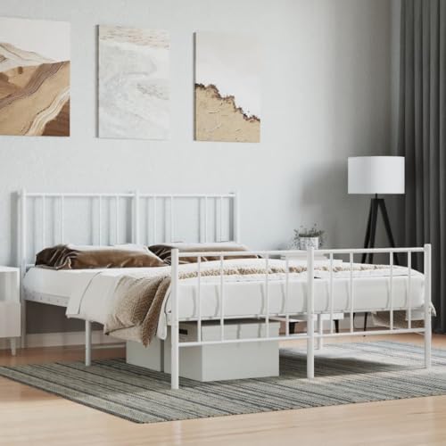 Qnhdfrt Bettgestell Metall Weiß 120x190 cm mit Lattenrost Robuste Stahlkonstruktion für Schlafzimmer Gästebett und Heimbett von Qnhdfrt