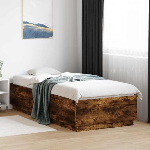 Qnhdfrt Bettgestell Räuchereiche 100x200 cm Modernes Design mit Robusten Sperrholzlatten und Langlebigem Holzwerkstoff für Schlafzimmer Gästebett oder Jugendbett Qnhdfrt Bettgestell Räuchereiche 100x200 cm Modernes Design mit Robusten Sperrholzlatten und Langlebigem Holzwerkstoff für Schlafzimmer Gästebett oder Jugendbett von Qnhdfrt