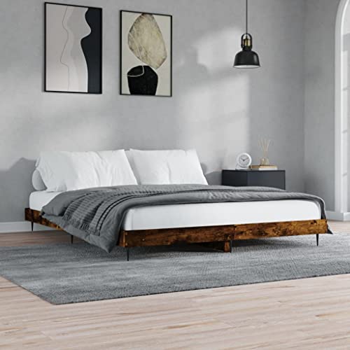 Qnhdfrt Bettgestell Räuchereiche 120x200 cm mit Metallbeinen und Sperrholzlattenrobustes Holzwerkstoff Design für erholsamen Schlaf Gästebett oder Jugendbett Qnhdfrt Bettgestell Räuchereiche 120x200 cm mit Metallbeinen und Sperrholzlattenrobustes Holzwerkstoff Design für erholsamen Schlaf Gästebett oder Jugendbett von Qnhdfrt