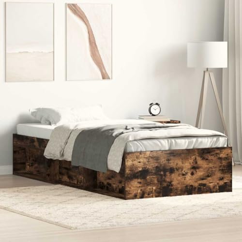Qnhdfrt Bettgestell Räuchereiche 75x190 cm Modernes Design mit Stauraum Langlebiges Kiefernholz & Sperrholzlatten für Schlafzimmer Gästebett oder Jugendzimmer Qnhdfrt Bettgestell Räuchereiche 75x190 cm Modernes Design mit Stauraum Langlebiges Kiefernholz & Sperrholzlatten für Schlafzimmer Gästebett oder Jugendzimmer von Qnhdfrt