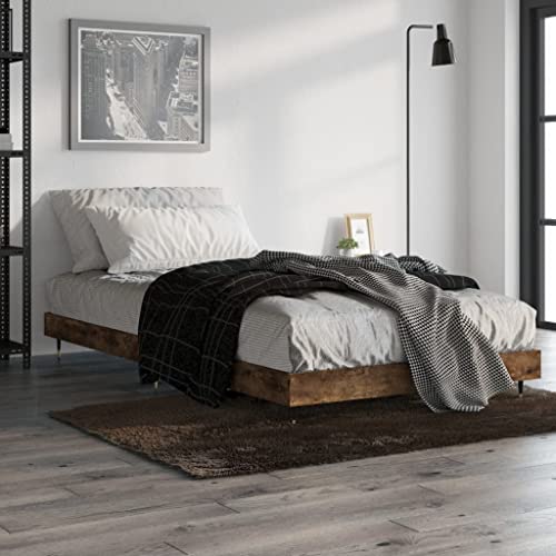 Qnhdfrt Bettgestell Räuchereiche 90x190 cm mit Metallbeinen und Sperrholzlatten Robustes Holzwerkstoff Design für Erholsamen Schlaf Gästebett oder Jugendbett Qnhdfrt Bettgestell Räuchereiche 90x190 cm mit Metallbeinen und Sperrholzlatten Robustes Holzwerkstoff Design für Erholsamen Schlaf Gästebett oder Jugendbett von Qnhdfrt