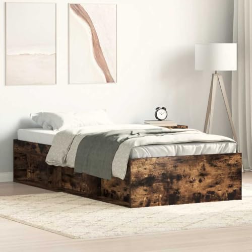 Qnhdfrt Bettgestell Räuchereiche 90x200 cm Modernes Design mit Stauraum Langlebiges Kiefernholz & Holzwerkstoff Gästebett oder Jugendbett für Schlafzimmer Qnhdfrt Bettgestell Räuchereiche 90x200 cm Modernes Design mit Stauraum Langlebiges Kiefernholz & Holzwerkstoff Gästebett oder Jugendbett für Schlafzimmer von Qnhdfrt