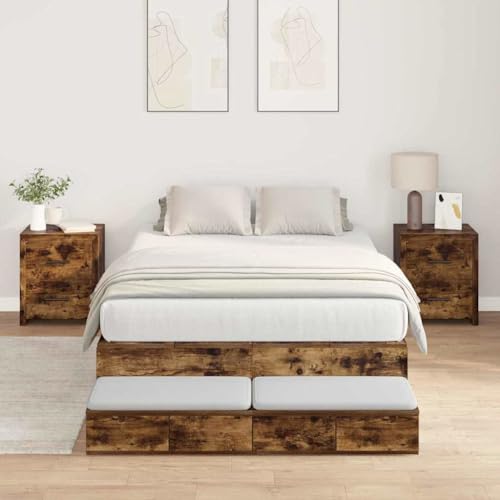 Qnhdfrt Bettgestell Rauch-Eiche 120x200 cm Modernes Design mit 8 Schubladen Stauraum Robustes Holzwerkstoff Material bis 200 kg Tragfähigkeit Perfekt für Schlafzimmer Qnhdfrt Bettgestell Rauch-Eiche 120x200 cm Modernes Design mit 8 Schubladen Stauraum Robustes Holzwerkstoff Material bis 200 kg Tragfähigkeit Perfekt für Schlafzimmer von Qnhdfrt