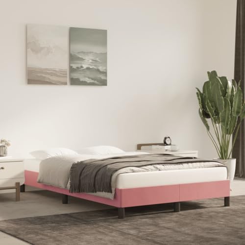 Qnhdfrt Bettgestell Rosa 120x200 cm Samt Weiches Luxus Bett mit Sperrholzlatten und Stabilen Stützbeinen für Erholsamen Schlaf von Qnhdfrt