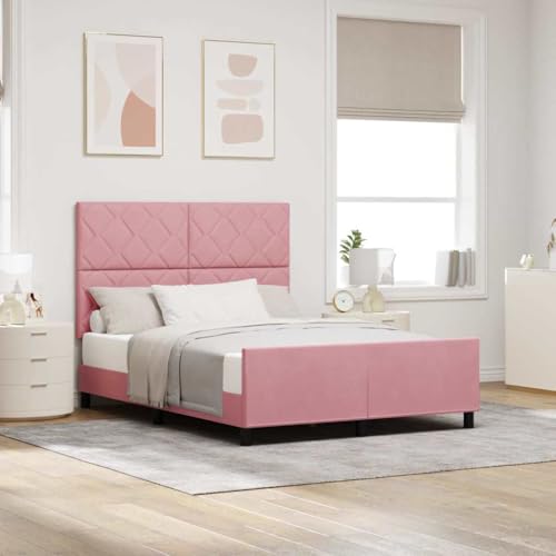 Qnhdfrt Bettgestell Rosa 160x200 cm Samt Modernes Diamantblock Design mit Naturholzrahmen Stabiles Doppelbett für Schlafzimmer mit 300 kg Tragkraft Qnhdfrt Bettgestell Rosa 160x200 cm Samt Modernes Diamantblock Design mit Naturholzrahmen Stabiles Doppelbett für Schlafzimmer mit 300 kg Tragkraft von Qnhdfrt